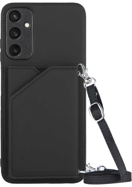 Samsung Galaxy A15 4g Kasası Anayacı Deri+Tpu Omuz Kayışı ve Kart Tutucu Tpu Telefon Kılıfı (Yurt Dışından)
