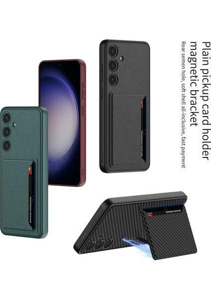 Samsung Galaxy S24 Için+ Manyetik Katlanır Kickstand Kart Yuvası Red Telefon Kılıfı (Yurt Dışından)