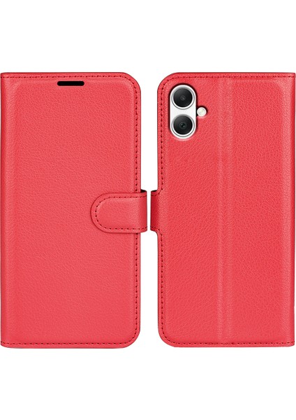 Samsung Galaxy A05 Için 4g Case Litchi Doku Katlama Standı Deri Telefon Kabini Telefon Kılıfı (Yurt Dışından)