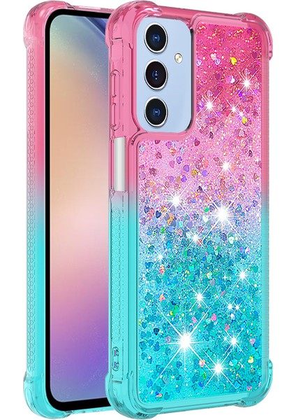 Samsung Galaxy A15 5g Vaka Gradyan Sıvı Yumuşak Tpu Telefon Geri Kabuk Pink+Gök Telefon Kılıfı (Yurt Dışından)
