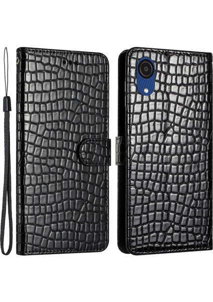 Samsung Galaxy A03 Çekirdek Cüzdan Tamı Timsah Doku Deri Strap Telefon Kılıfı (Yurt Dışından)