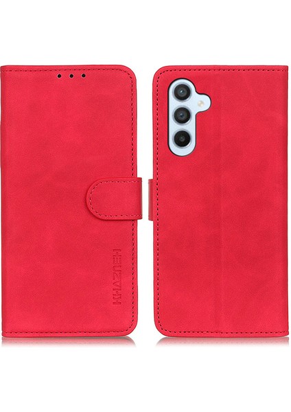 Samsung Galaxy A15 Için Khazneh 4g Kasa Deri Deri Cüzdan Cep Telefonu Kapağı (Retro Doku) Red Telefon Kılıfı (Yurt Dışından)