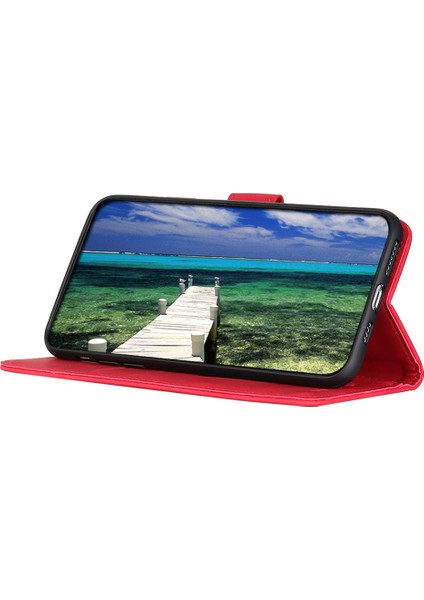 Samsung Galaxy A15 Için Khazneh 4g Kasa Deri Deri Cüzdan Cep Telefonu Kapağı (Retro Doku) Red Telefon Kılıfı (Yurt Dışından)