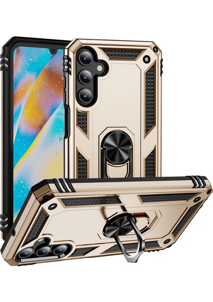 Samsung Galaxy A15 5g Case Pc+Tpu Şok Geçirmez Kickstand Gold Telefon Kılıfı (Yurt Dışından)