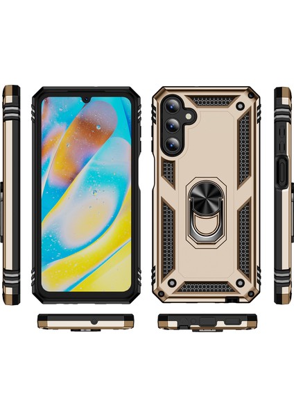 Samsung Galaxy A15 5g Case Pc+Tpu Şok Geçirmez Kickstand Gold Telefon Kılıfı (Yurt Dışından)