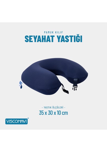 Visco Seyahat Yastığı (Ortopedik Visco Seyahat Yastığı Boyun Yastığı Visco Yastık Boyunluk Lacivert)