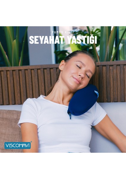 Visco Seyahat Yastığı (Ortopedik Visco Seyahat Yastığı Boyun Yastığı Visco Yastık Boyunluk Lacivert)