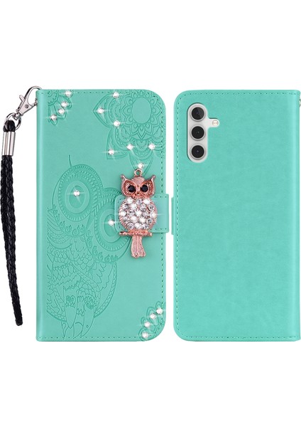 Samsung Galaxy A05S Için 4g Case Rhinestone Dekor Deri Telefon Cüzdan Kapağı Stand Cen Telefon Kılıfı (Yurt Dışından)