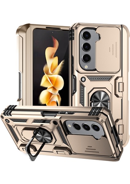 Samsung Galaxy Z Fold5 5g 5g Case Pc+Tpu Anti Drop Telefon Kasasıring Kickstand Gold Telefon Kılıfı (Yurt Dışından)
