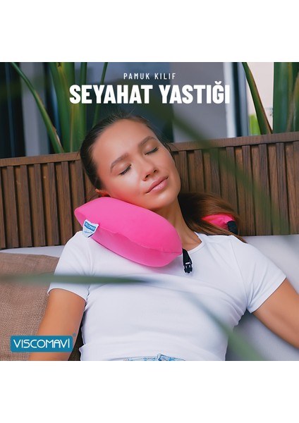 Visco Seyahat Yastığı (Ortopedik Visco Seyahat Yastığı Boyun Yastığı Visco Yastık Boyunluk Pembe)