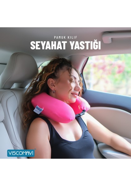 Visco Seyahat Yastığı (Ortopedik Visco Seyahat Yastığı Boyun Yastığı Visco Yastık Boyunluk Pembe)