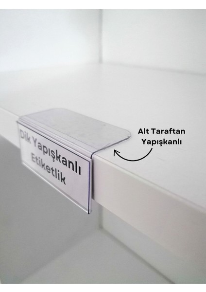 Şeffaf Etiket Pvc Etiketlik Raf Önü Dik Yapışkanlı 5x2 cm Vitrin Etiketliği Siperlikli Etiketlik Isimlik