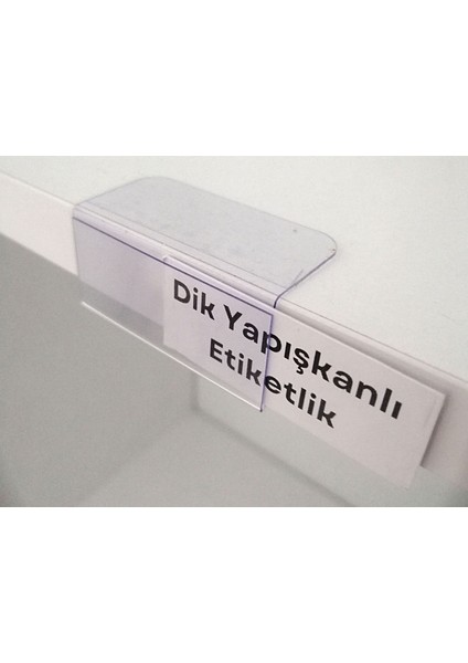 Şeffaf Etiket Pvc Etiketlik Raf Önü Dik Yapışkanlı 5x2 cm Vitrin Etiketliği Siperlikli Etiketlik Isimlik