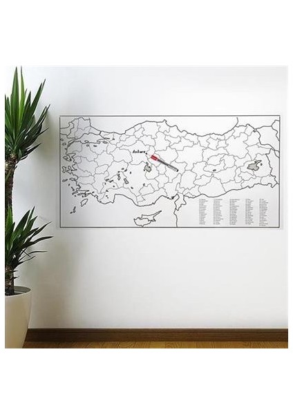 Yazılabilir Türkiye Haritası Manyetik Duvar Stickerı 110 x 56 cm