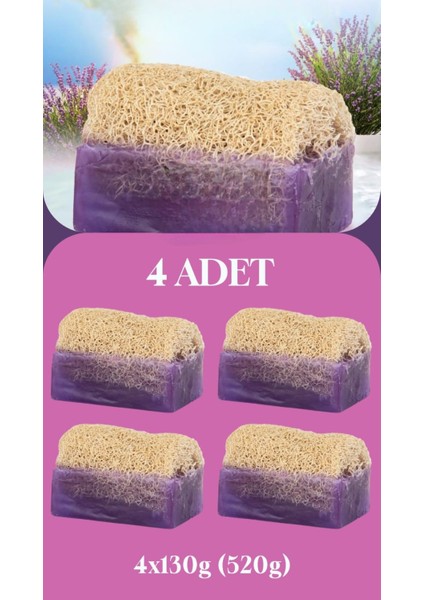 Doğal Kabak Lifli Lavanta Özlü Sabun 4X130G=(520G)