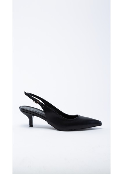 Alin Arkası Açık Rahat Kısa Topuklu Siyah Kadın Stiletto modelleri