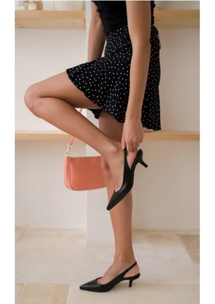 Alin Arkası Açık Rahat Kısa Topuklu Siyah Kadın Stiletto fiyatları