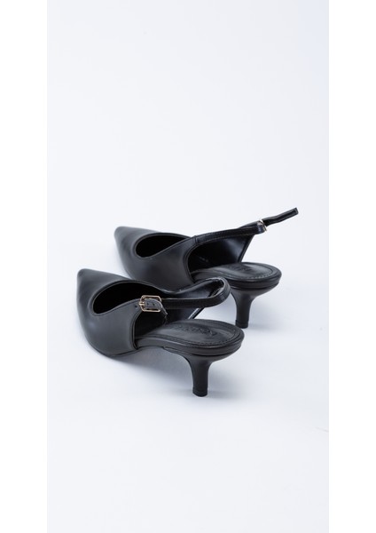 Alin Arkası Açık Rahat Kısa Topuklu Siyah Kadın Stiletto fırsatları