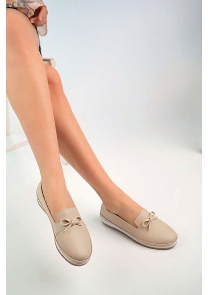 Dolgu Taban Krem Cilt Kadın Ayakkabı modelleri