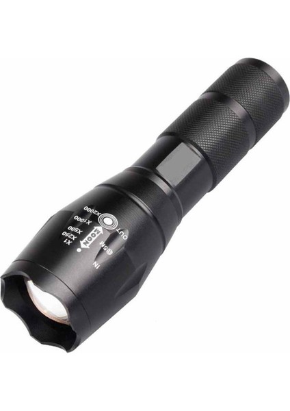 Ha Teleskopik LED El Feneri Şarjlı Kamp Flaş Işığı Mini Zumlanabilir Torch-Blackt6 Üst Seviye VERSION13.4*3.8*2.6CM (Yurt Dışından)