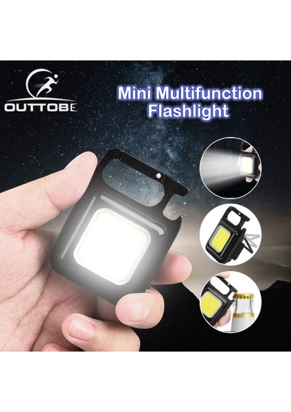 Outtobe Mini LED Işık Çalışma Işığı Taşınabilir Cep Lambası Anahtarlıklar USB Şarj Edilebilir Küçük Işık Tirbuşon Su Geçirmez Kamp Feneri Mıknatıs Tasarımı Balıkçılık Lambası 3 Modu (Yurt Dışından)