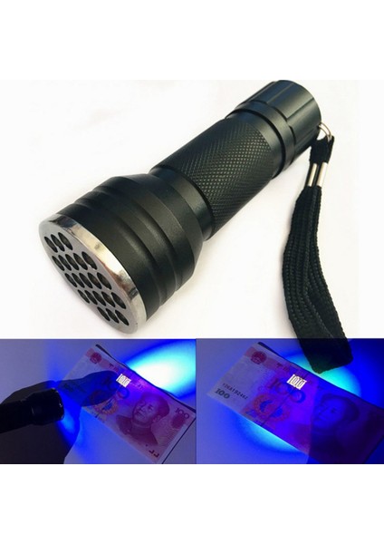 21 LED Uv El Feneri Torch Işığı 395NM Ultra Violet Işık Uv Lamba Torch - Siyah (Yurt Dışından) modelleri