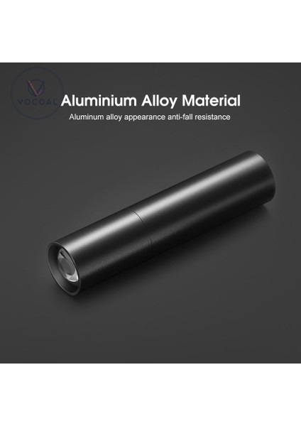 Vocoal Çok Fonksiyonlu Mini Hafif Alüminyum Alaşımlı Işık Yakınlaştırılabilir El Işığı Şarj Edilebilir LED Işık Süper Parlak Cep Lambası 3 Aydınlatma Modu Su Geçirmez El Feneri (Yurt Dışından) modelleri