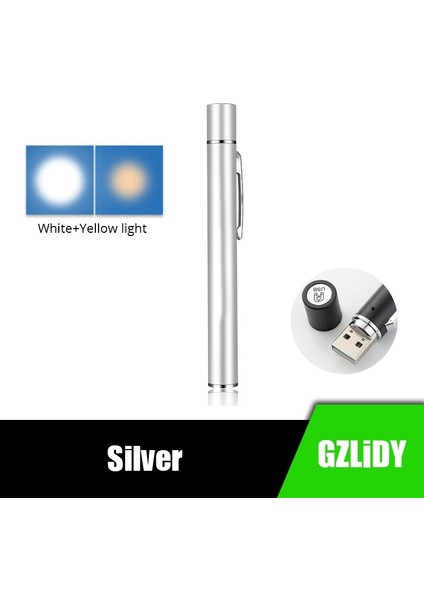 Mini LED El Feneri Kuyruk Mıknatıslı USB Şarj Edilebilir Torch Soğuk Beyaz + Sarı Işık Tıbbi Kalem Işıkları Taşınabilir Fener (Yurt Dışından) fiyatları