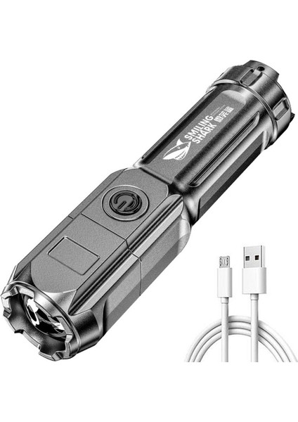 El Feneri 3 Modu Şarj Edilebilir Torch Ultra Parlak Xpe Isı Dağılımı Plastik Muhafaza Ev Için Taşınabilir Taktik El Feneri (Yurt Dışından)