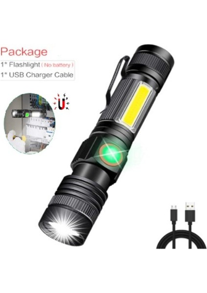 Xml-6 LED El Feneri, Klipsli Şarj Edilebilir Süper Parlak Manyetik Cep Işığı, Kaymaz Su Geçirmez, Kamp Için Yakınlaştırılabilir Lamba (Yurt Dışından)
