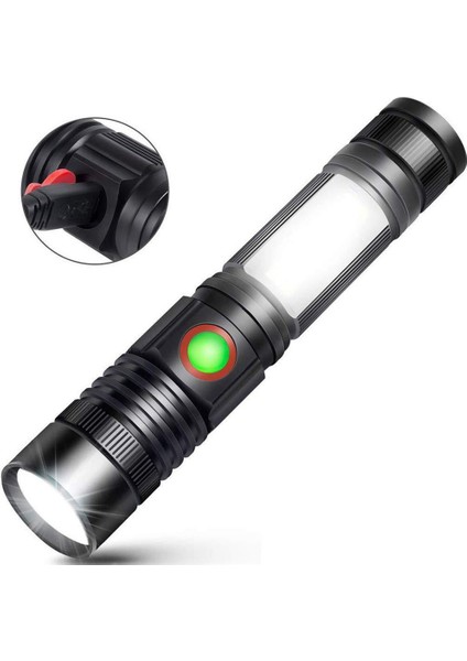 Xml-6 LED El Feneri, Klipsli Şarj Edilebilir Süper Parlak Manyetik Cep Işığı, Kaymaz Su Geçirmez, Kamp Için Yakınlaştırılabilir Lamba (Yurt Dışından)