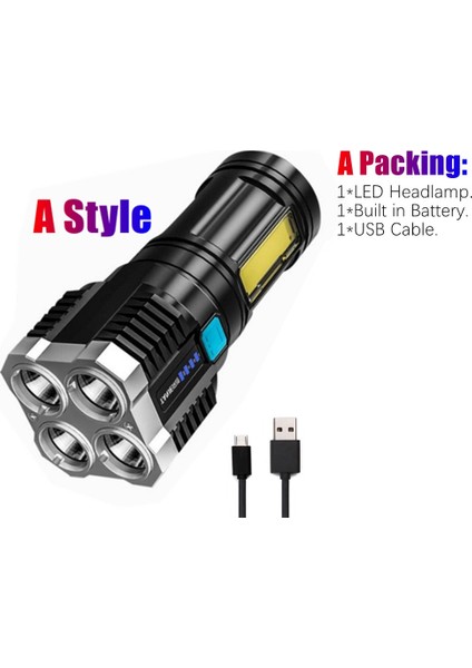 Yıl Tarzı 4led El Feneri Mini Taşınabilir Lamba Dahili 1200MA 18650 Pil USB Şarj Edilebilir LED El Feneri (Yurt Dışından) fiyatları
