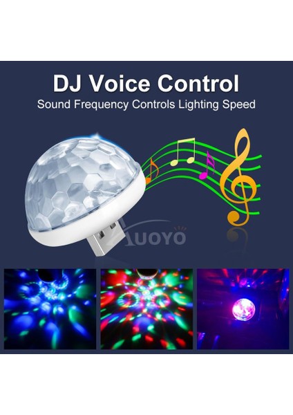 Auoyo Mini Disko Topu Parti Işıkları LED Sihirli Sahne Işığı Ses Aktif Mini USB Araba Ampul Dj Ktv Club Bar Partisi Için 4W Renkli Işık Tüm Cep Telefonları Için Uygun (Yurt Dışından) modelleri
