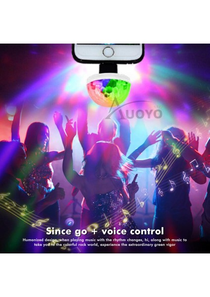 Auoyo Mini Disko Topu Parti Işıkları LED Sihirli Sahne Işığı Ses Aktif Mini USB Araba Ampul Dj Ktv Club Bar Partisi Için 4W Renkli Işık Tüm Cep Telefonları Için Uygun (Yurt Dışından) fırsatları