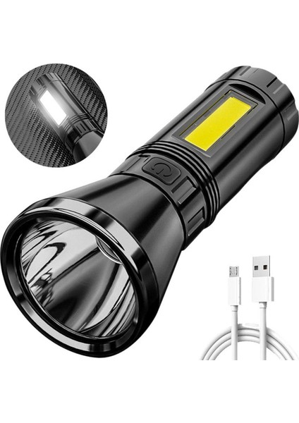 USB Şarj Edilebilir El Feneri Projektör 4 Modu Su Geçirmez Acil Çalışma Işığı Kamp Lambası Yürüyüş Için (Yurt Dışından)