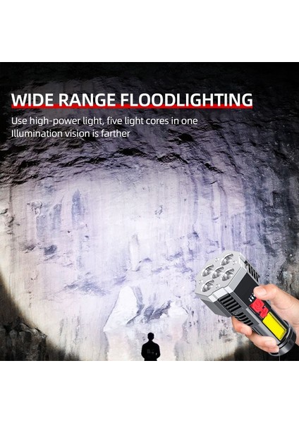 USB Şarj Edilebilir El Feneri 5 Kafa LED El Feneri Kamp Yürüyüş Campig Açık Kapalı Için Ultra Parlak Uçuş Işığı (Yurt Dışından)