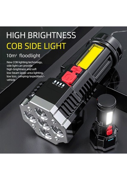 USB Şarj Edilebilir El Feneri 5 Kafa LED El Feneri Kamp Yürüyüş Campig Açık Kapalı Için Ultra Parlak Uçuş Işığı (Yurt Dışından)