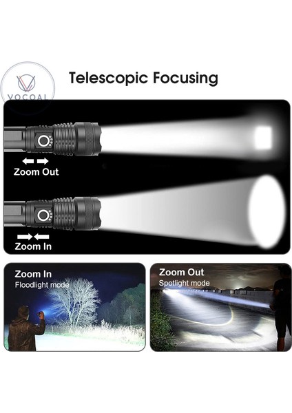 Vocoal LED Teleskopik Odaklama Işığı Parlak Işık Su Geçirmez Açık Taşınabilir Ev Acil Durum Lambası Alüminyum Işık (Yurt Dışından) fırsatları