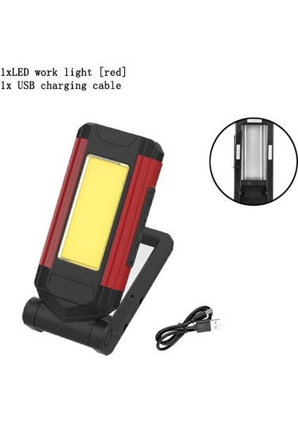 LED El Feneri Çalışma Işığı Mıknatıslı Çok Fonksiyonlu Ayarlanabilir Kamp Lambası Su Geçirmez Torch USB Şarj Edilebilir Fener (Yurt Dışından)