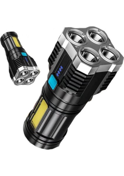 Güçlü Işık El Feneri Cob Yan Işık Çok Fonksiyonlu LED Taşınabilir Ev USB Şarj Edilebilir El Feneri Rengi (Yurt Dışından)