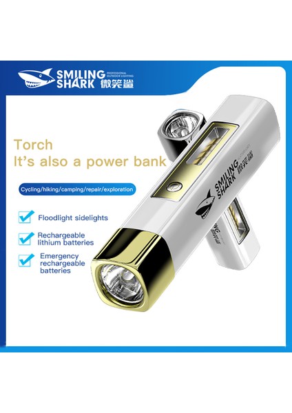 Slway Smile Köpekbalığı Mini Parlama El Feneri Işıklandırmalı Yan Işık Taşınabilir Kompakt Yürüyüş Günlük Taşıma Şarj Edilebilir El Feneri [hazır Stok] (Yurt Dışından) fırsatları