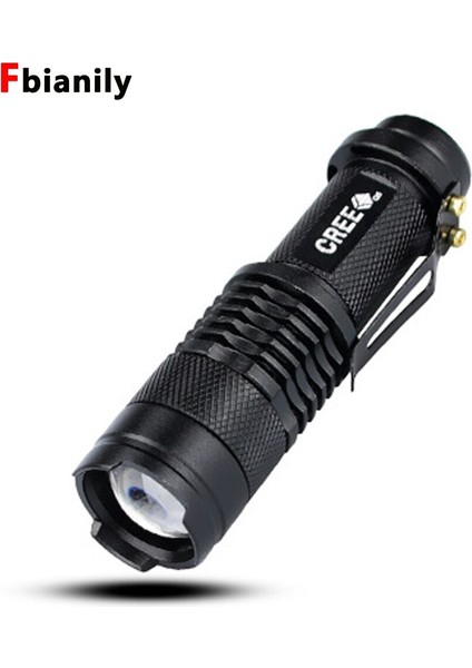 Mini El Feneri 2000 Lümen Cree Q5 LED Torch AA/14500 Ayarlanabilir Zoom Odak Torch Lambası Su Geçirmez Dış Mekan-Siyah (Yurt Dışından)