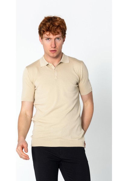 Erkek Fit Altı Kolları Lastikli Polo Yaka Düğmeli T-Shirt fiyatları