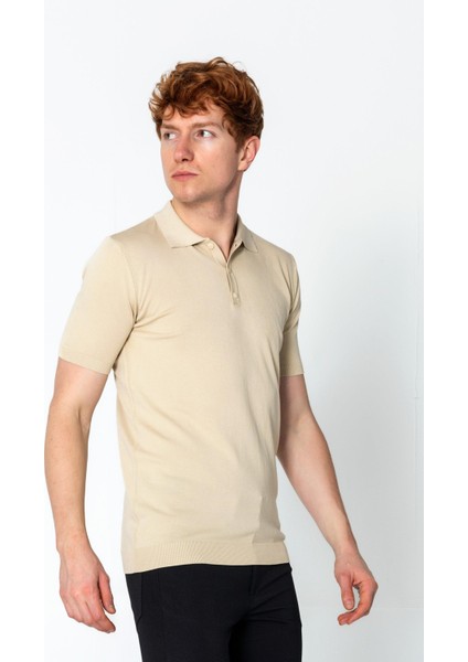 Erkek Fit Altı Kolları Lastikli Polo Yaka Düğmeli T-Shirt fırsatları