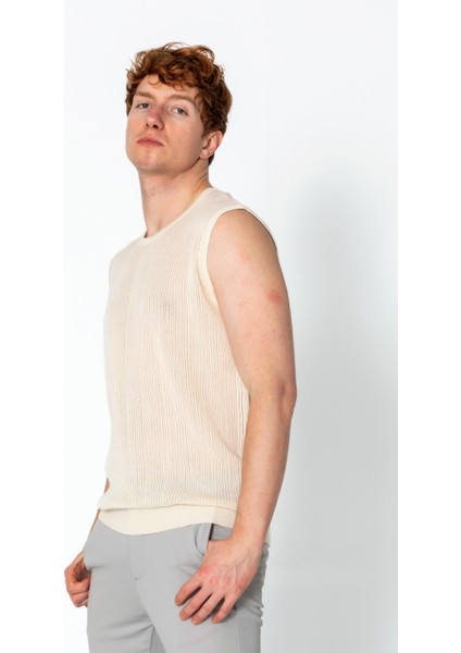 Erkek Fit Extra Rahat Delikli Bisiklet Yaka Kolsuz T-Shirt modelleri