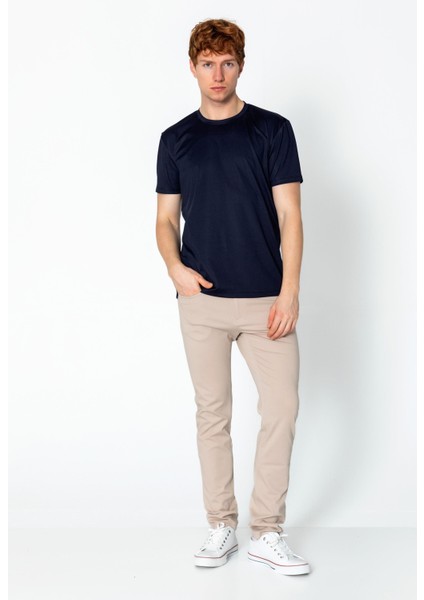 Erkek Fit Rahat Naylon Bisiklet Yaka Seyahatlik T-Shirt