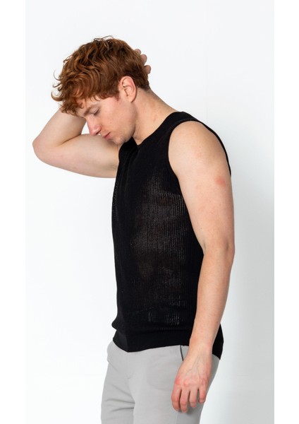 Erkek Fit Extra Rahat Delikli Bisiklet Yaka Kolsuz T-Shirt modelleri