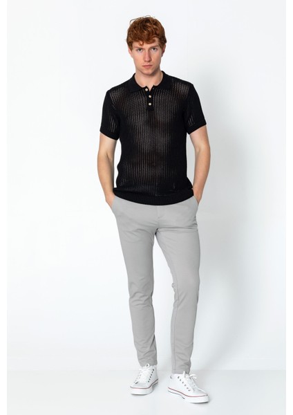 Erkek Fit Polo Yaka Extra Rahat Düğmeli Örme T-Shirt