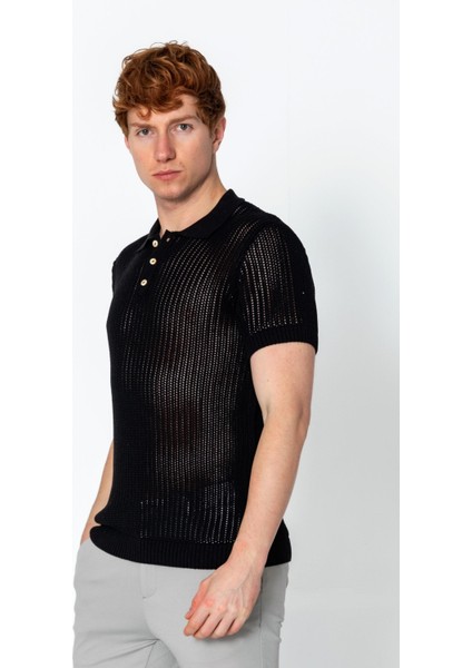 Erkek Fit Polo Yaka Extra Rahat Düğmeli Örme T-Shirt modelleri