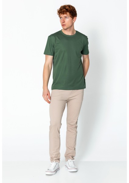 Erkek Fit Rahat Naylon Bisiklet Yaka Seyahatlik T-Shirt